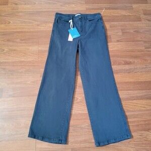 Market & Spruce Wide Leg High Waist Chino Khaki Crop Pants Size 6 Blue New